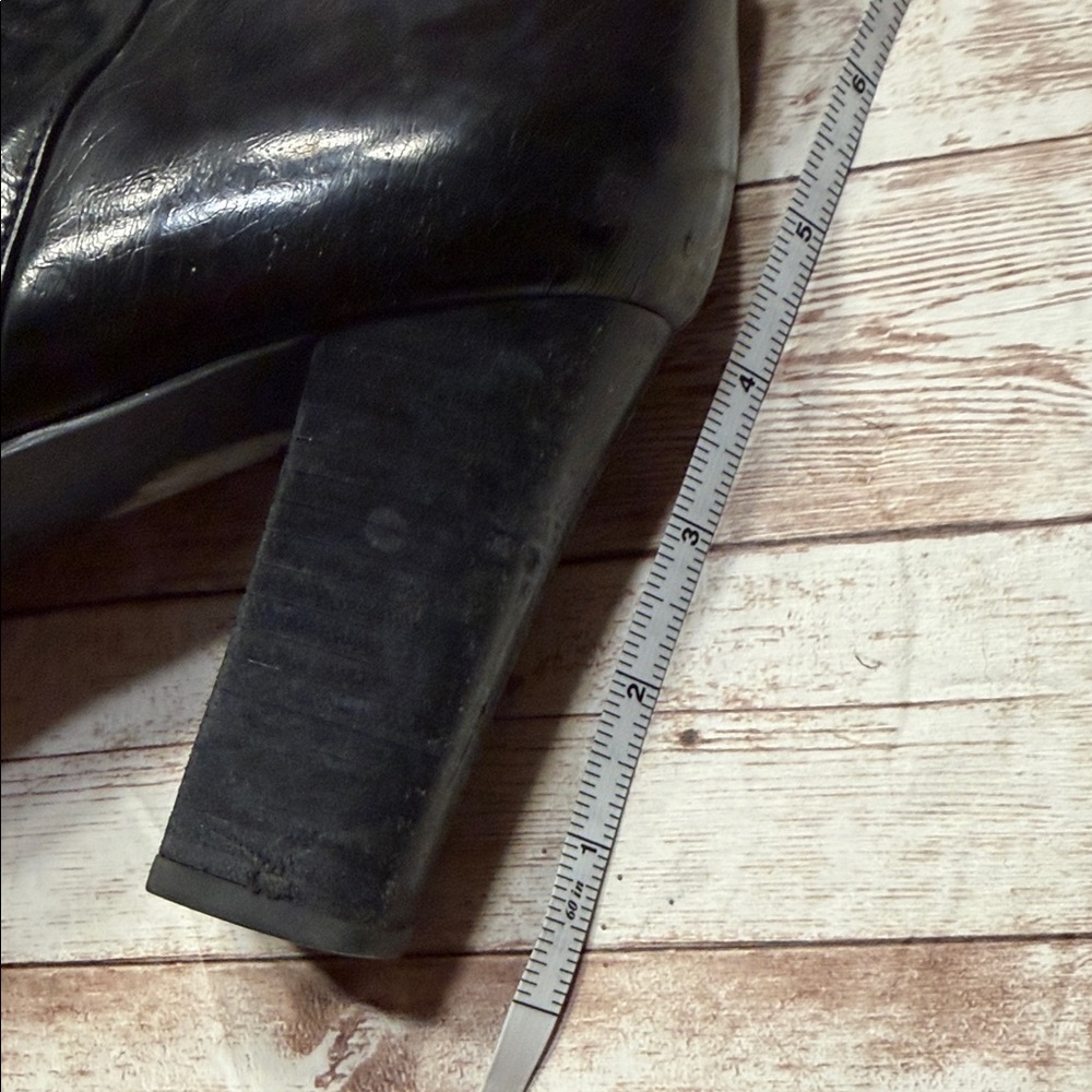 Franco Sarto Gemini Glossy Black Buckle Ankle Booties 10M - Picture 4 of 8